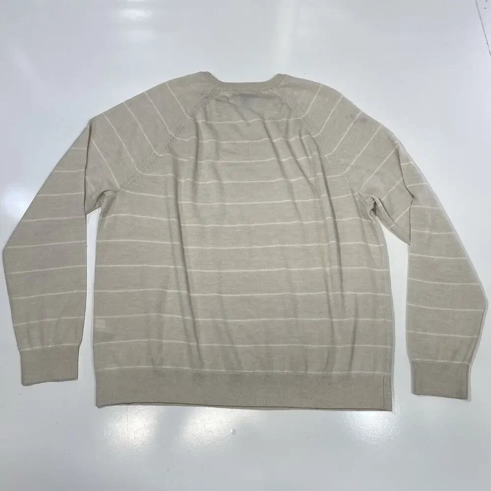 Banana Republic Sweater Mens XXL Beige Crew Neck 100% Merino Wool Sweatshirt